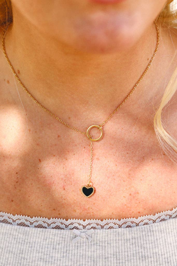 Elegant 18K Gold Heart Lariat Necklace for Women