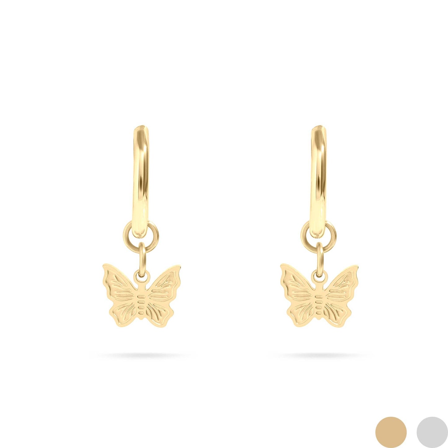 Hypoallergenic Stainless Steel Butterfly Huggie Earrings Set