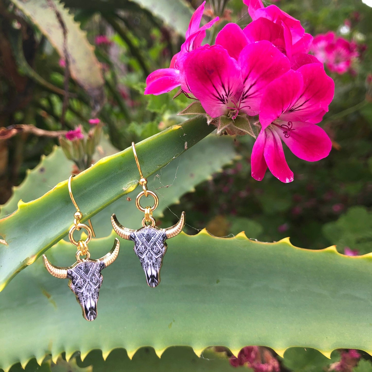 By The Horns Blue Dangle Earrings for Elegant Style