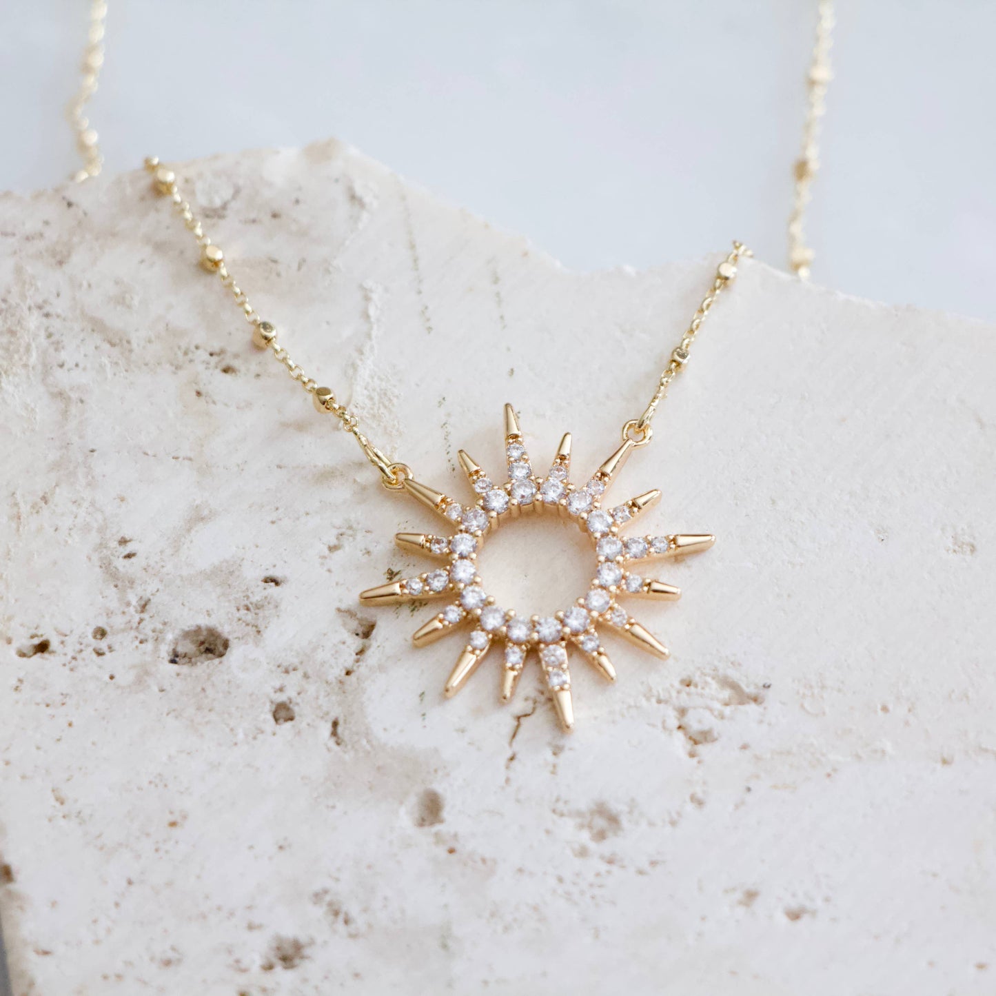 Here Comes the Sun CZ Necklace for Elegant Style