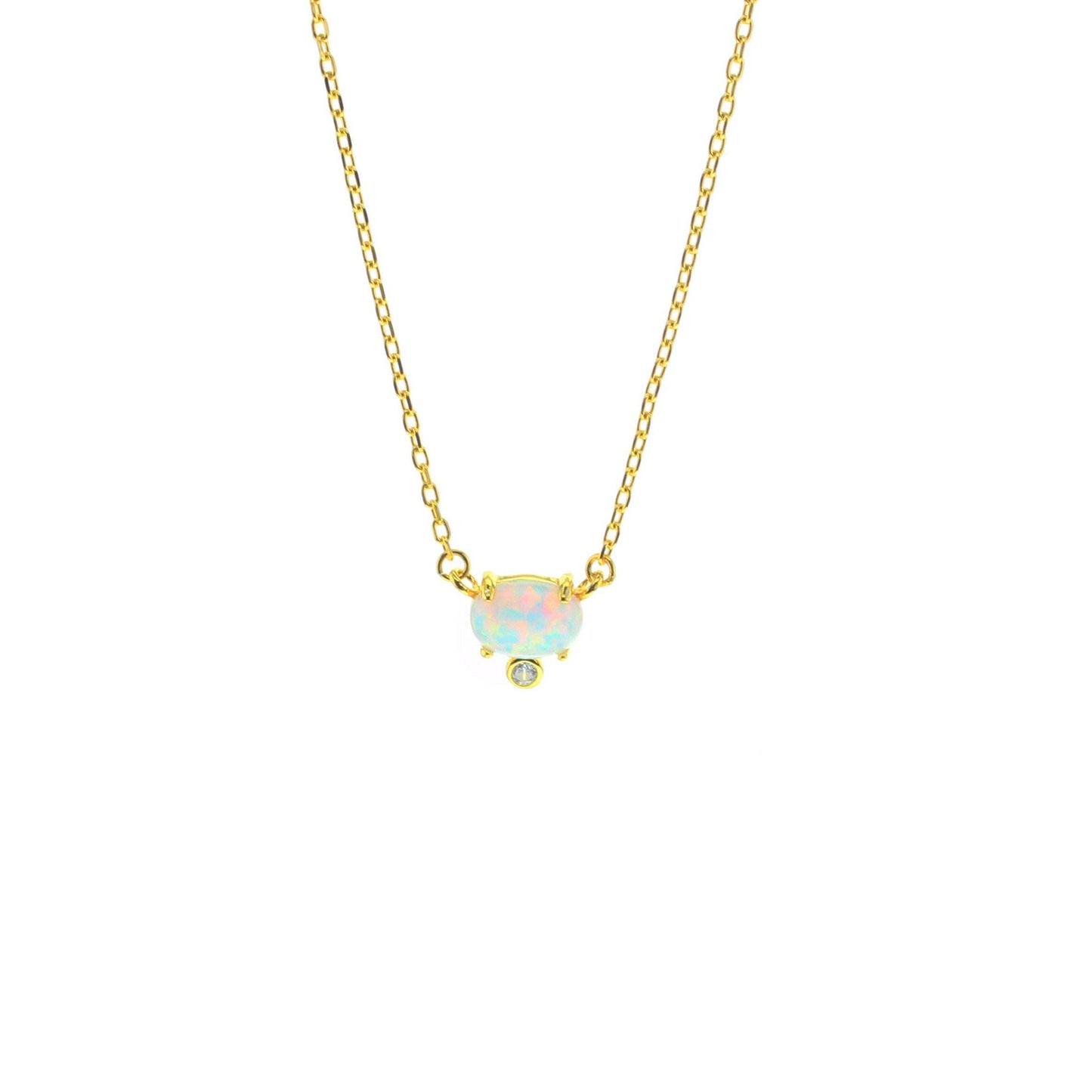 Elegant Gold Plated Opal Necklace with Adjustable Chain