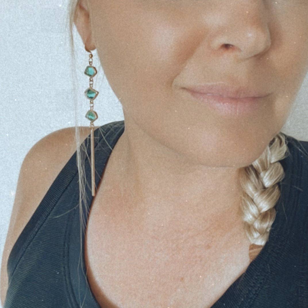 Bali-Ali Earrings Emerald in 18k Gold Plated Design