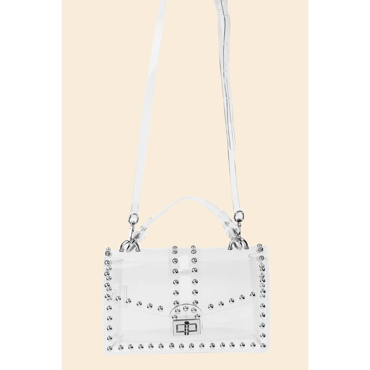 She's a Winner Gold Rhinestone Studded Clear Stadium Bag