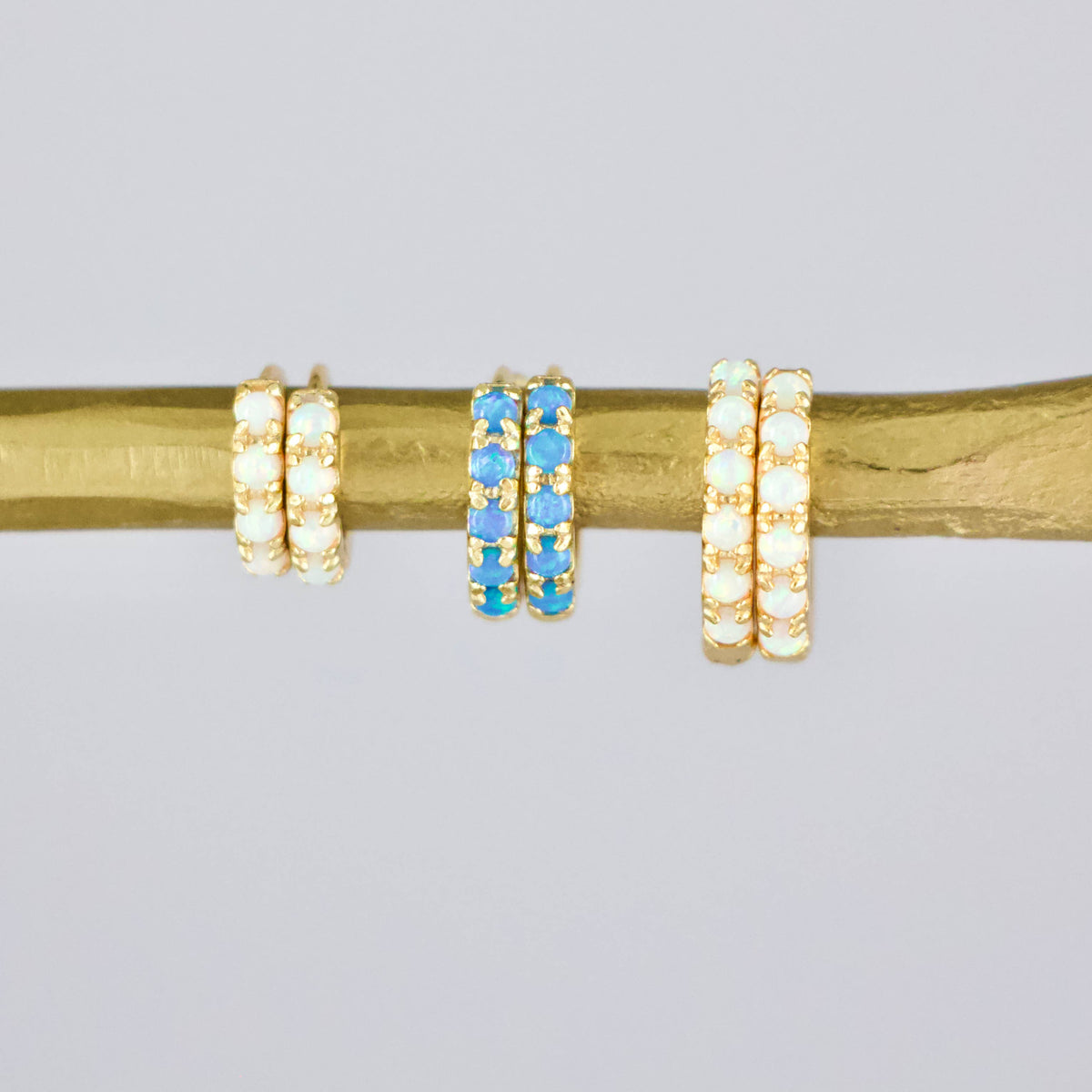 Opal Huggie Hoop Earrings - 10mm