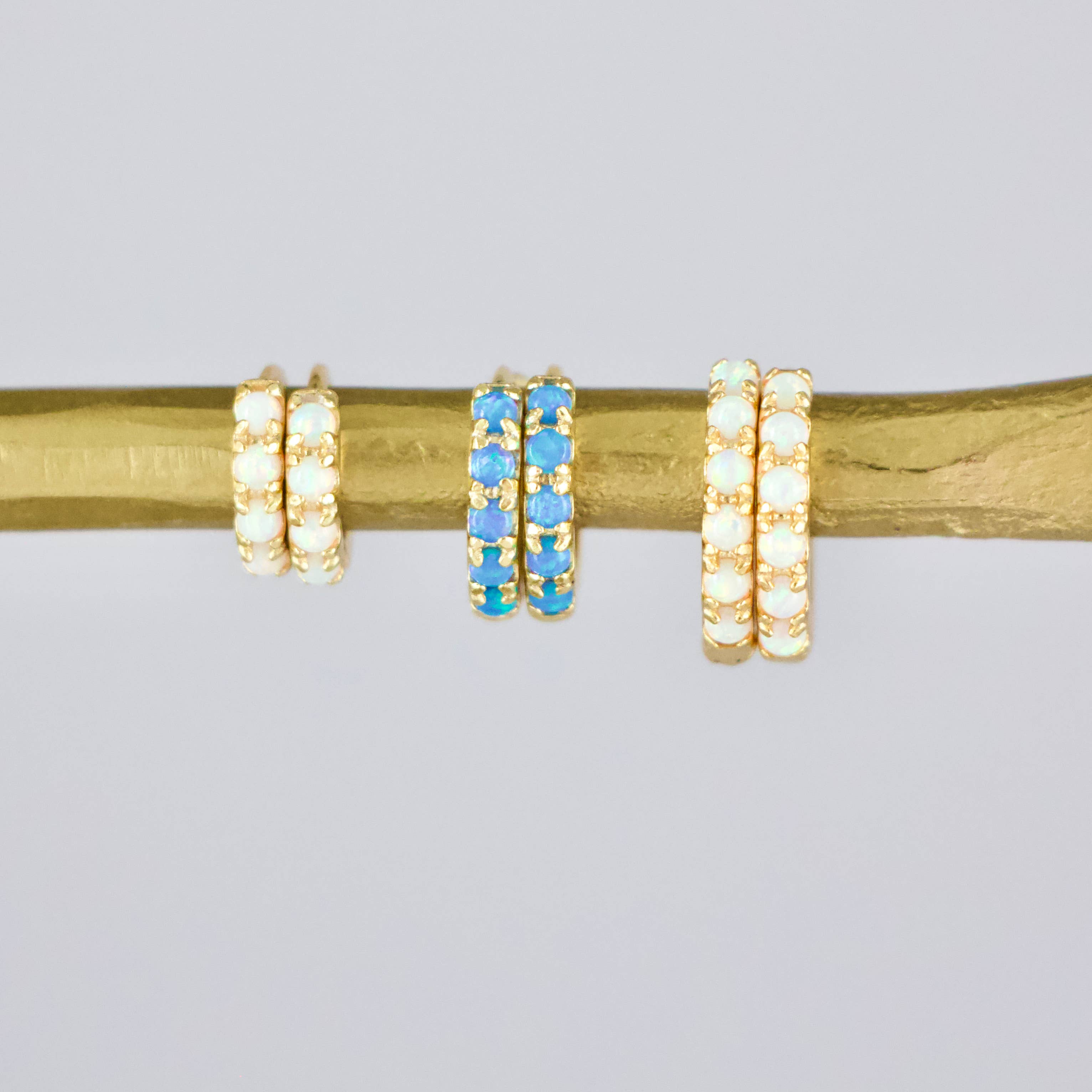 Opal Huggie Hoop Earrings - 10mm