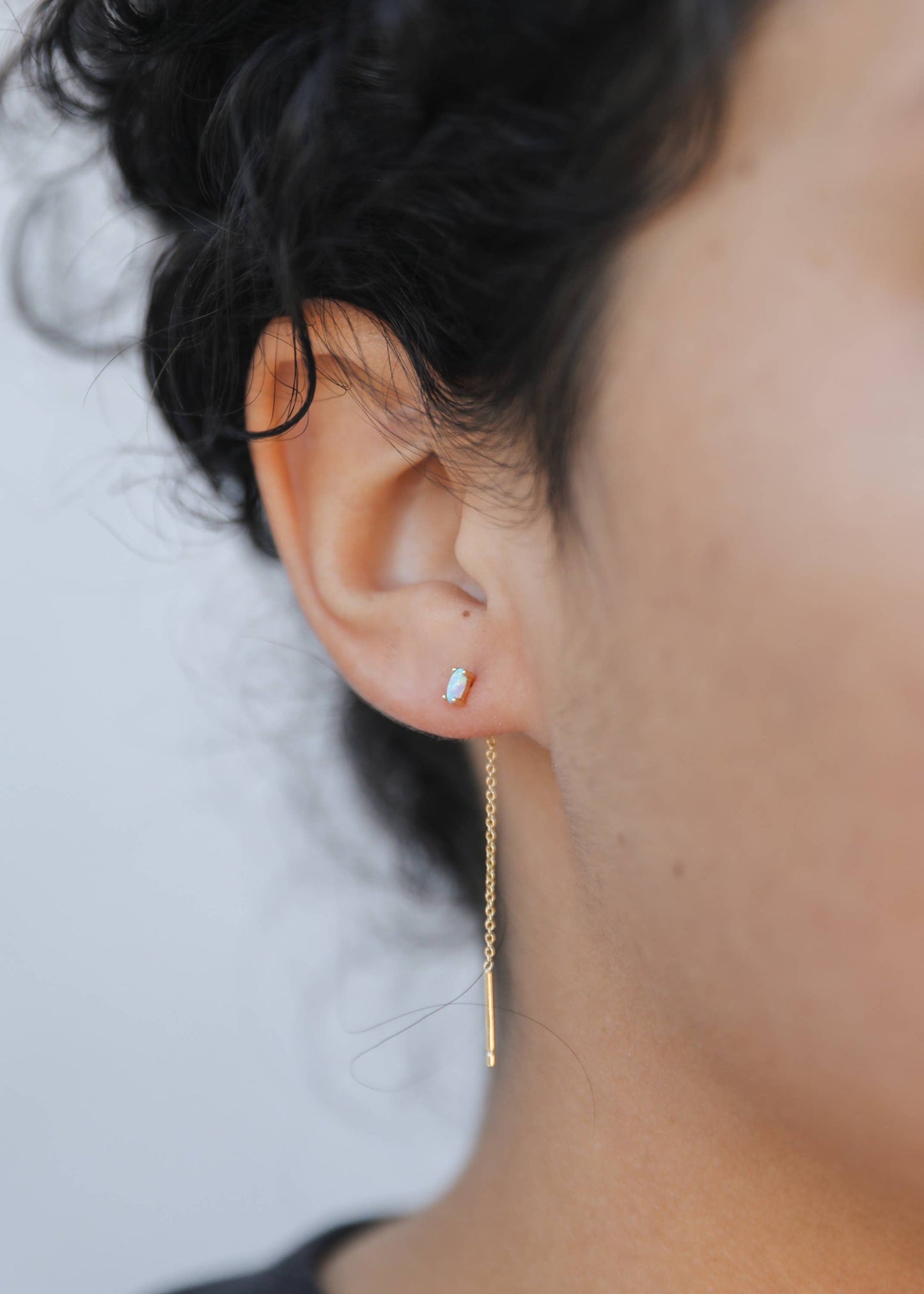 Luxury White Opal Threader Earrings for Everyday Elegance