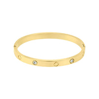 Feeling Lucky 14K Gold and CZ Clover Bangle Bracelet
