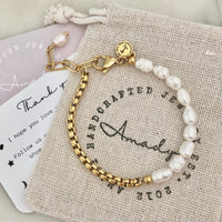 Freshwater Pearls and Gold Chain Bracelet for Elegant Style