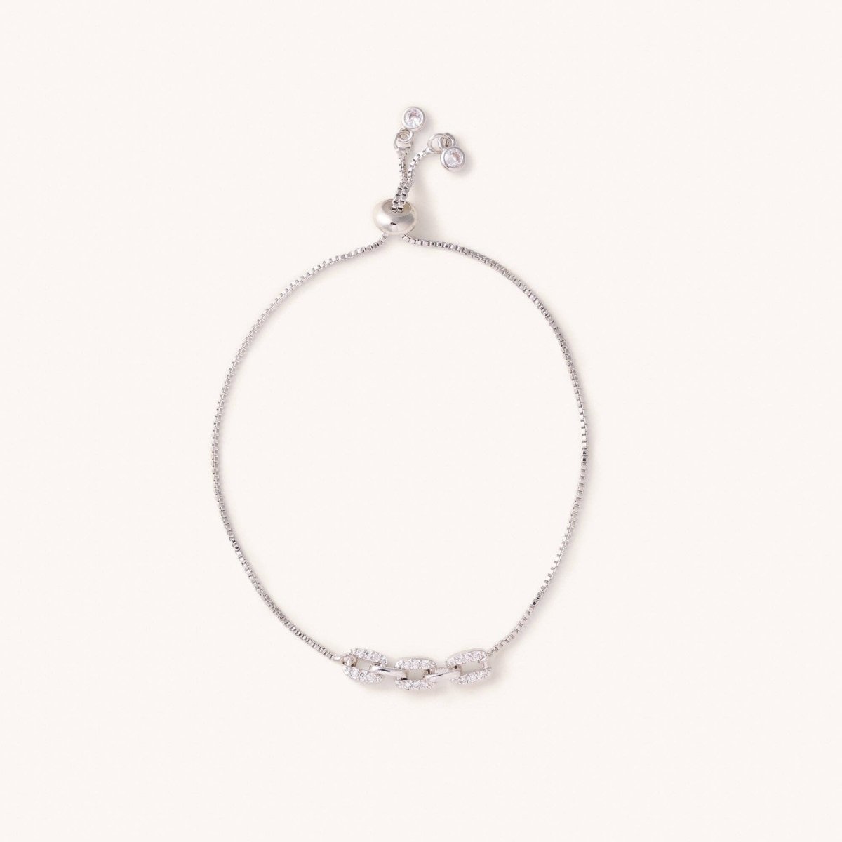 Gemma Diamond Chain Link Silver Slider Bracelet - Red Bird Road
