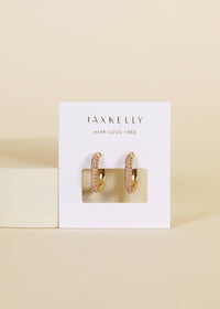 Gold Hoop Pave Pink Earrings for Elegant Style