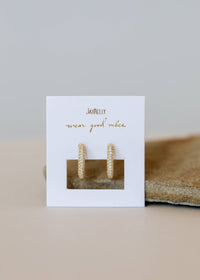 Gold Hoop Pave White CZ Gold Earrings for Elegant Style