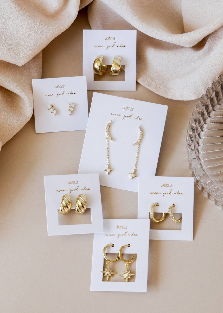 Gold Hoop Pave White CZ Gold Earrings for Elegant Style