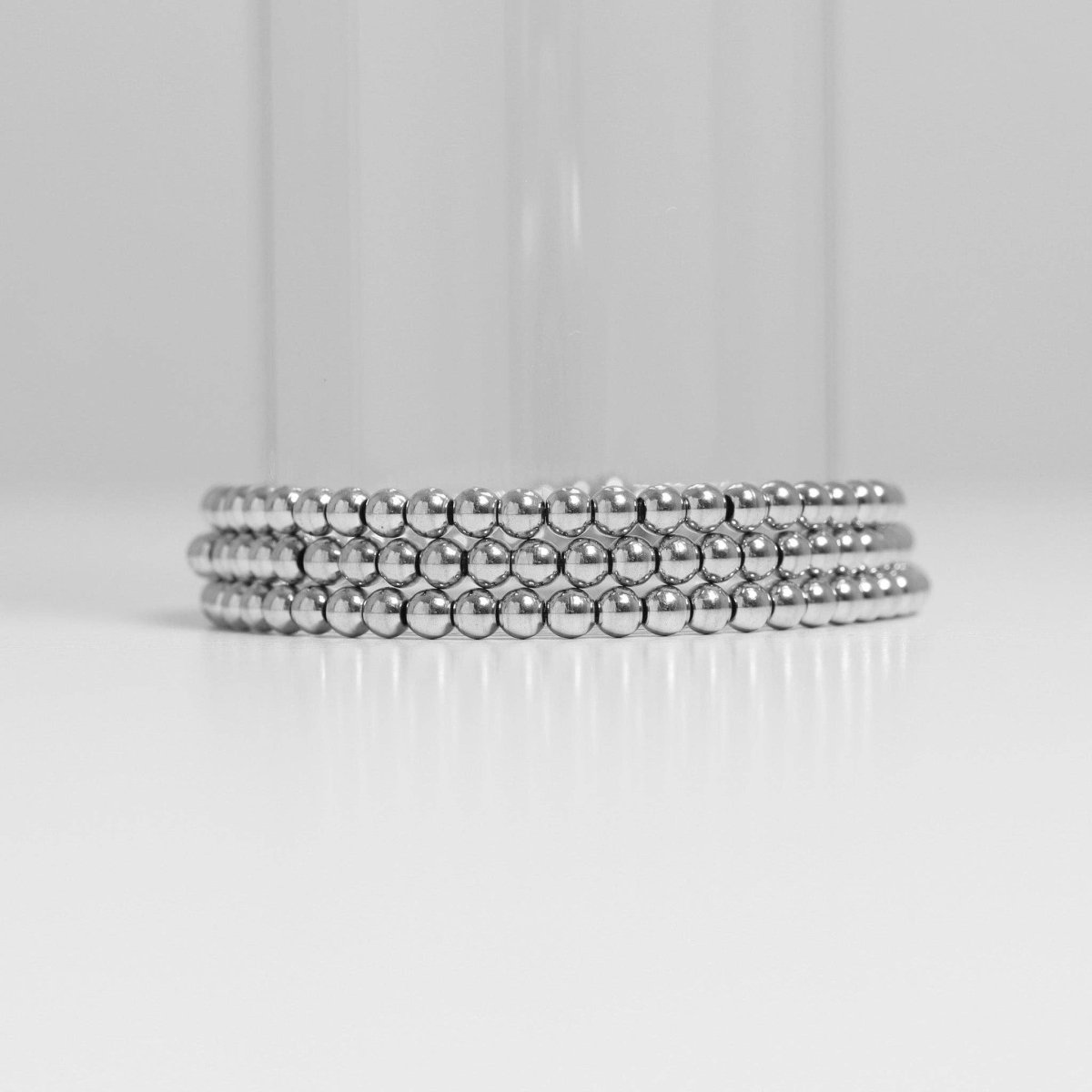 8mm Silver Bead Stretch Bracelet