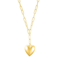 Head Over Heels 14K Gold Oversized Puffy Heart Necklace