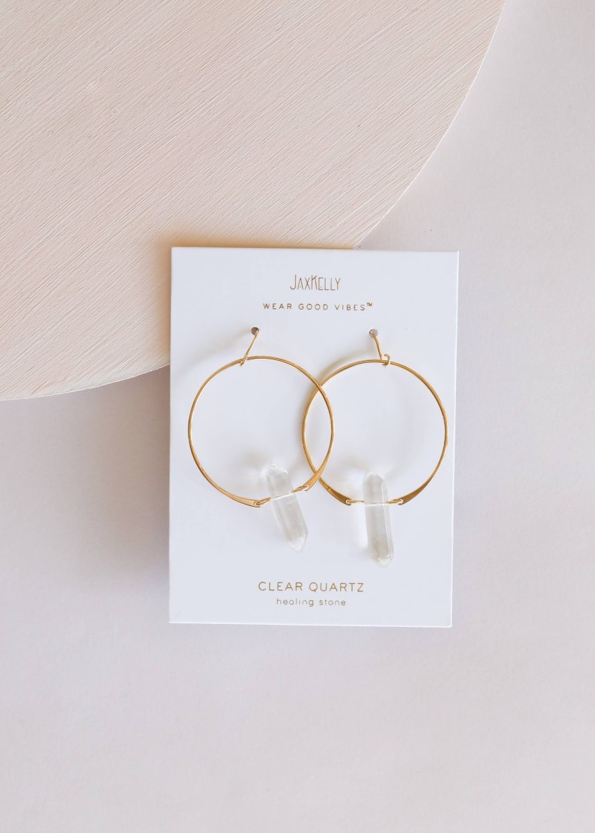 Hoops - Clear Quartz - Gold Earrings for Stylish Elegance