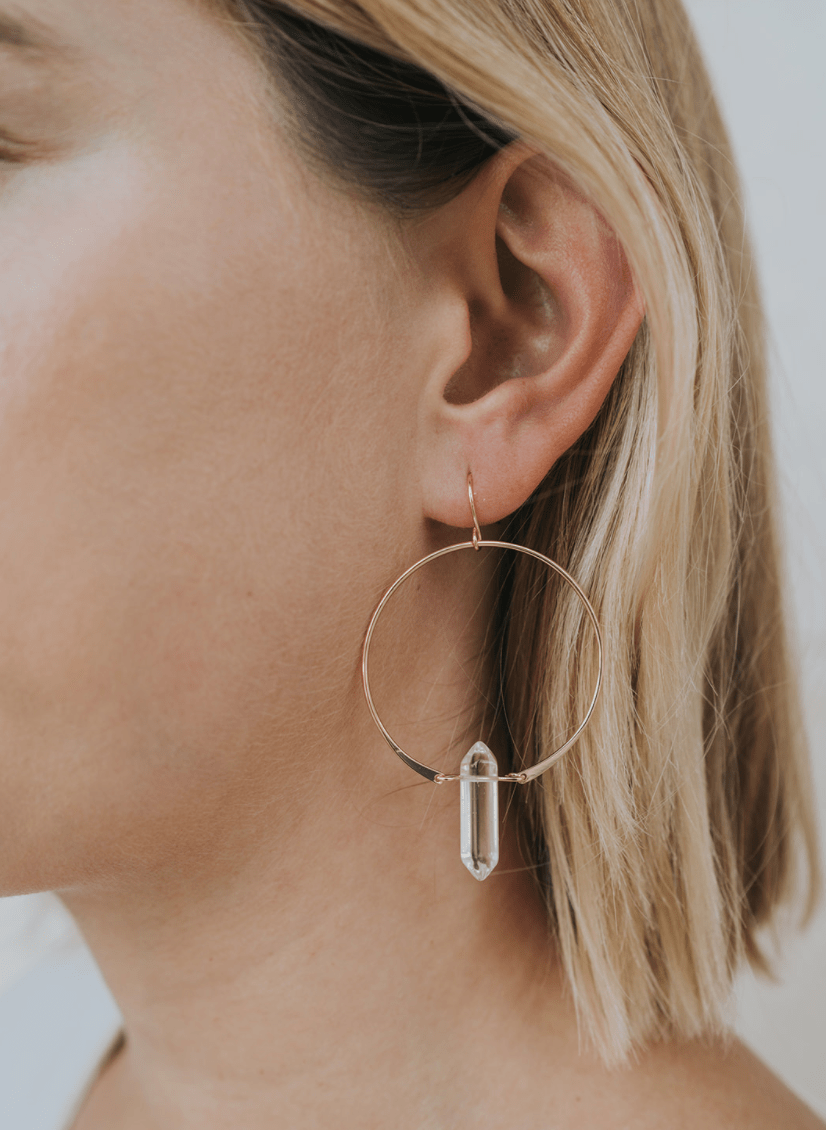 Hoops - Clear Quartz - Gold Earrings for Stylish Elegance