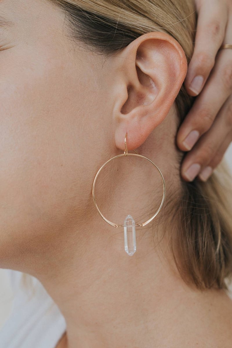 Hoops - Clear Quartz - Gold Earrings for Stylish Elegance