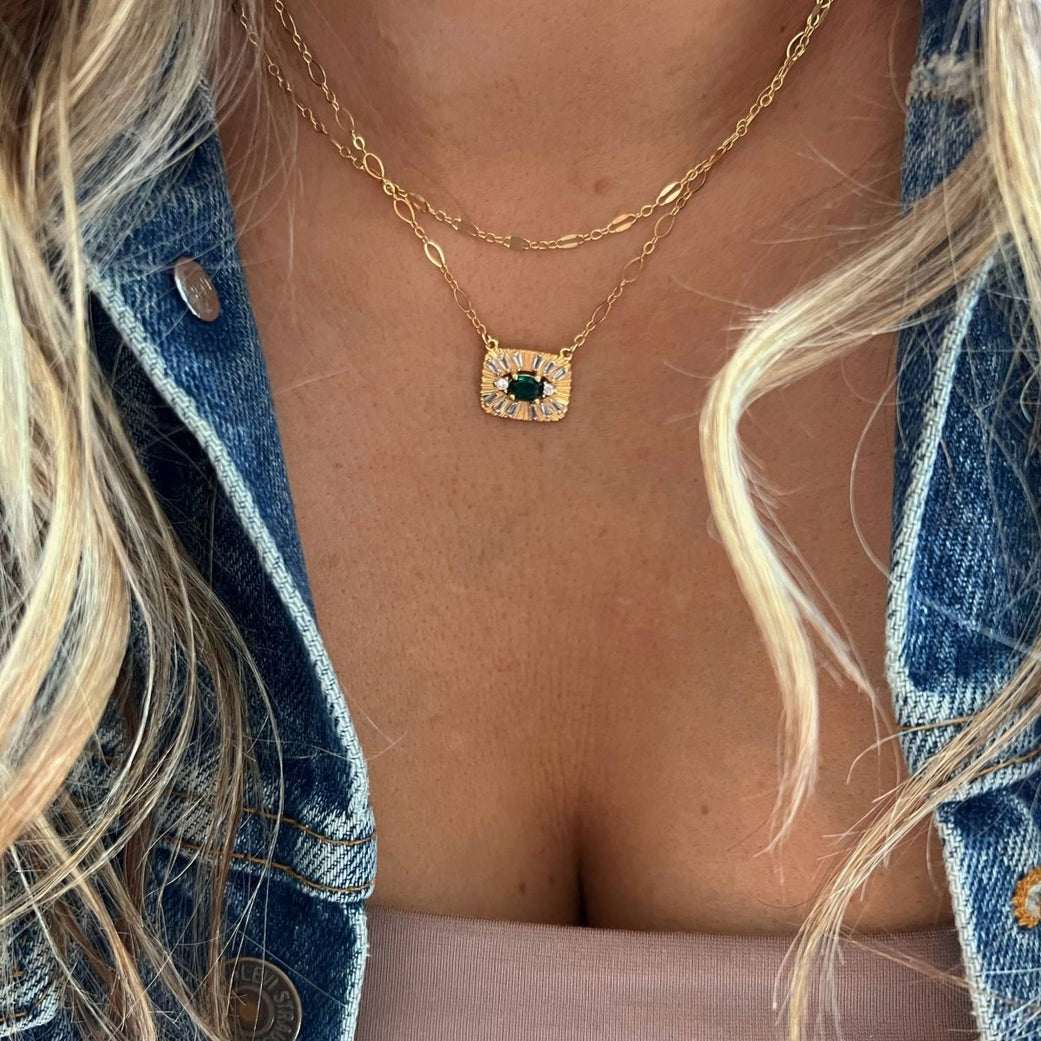 Gold and Jade Evil Eye Pendant Necklace