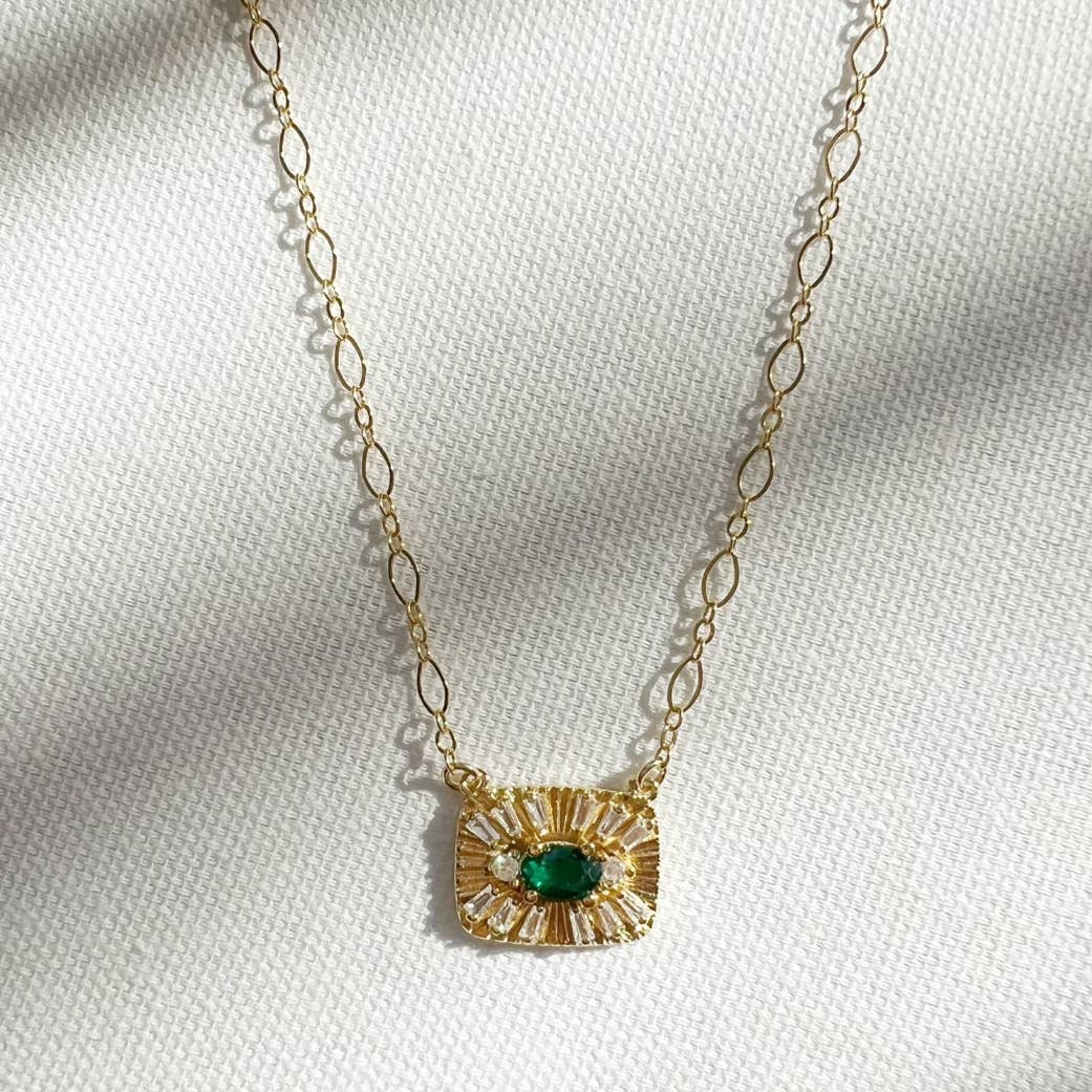 Gold and Jade Evil Eye Pendant Necklace