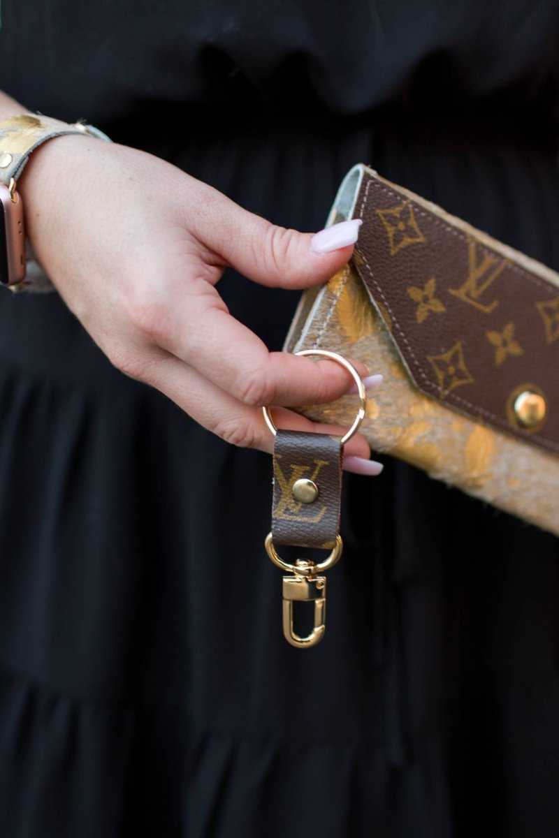 Key Couture Clip Key Chain In Upcycled LV: Louis Vuitton - Red Bird Road