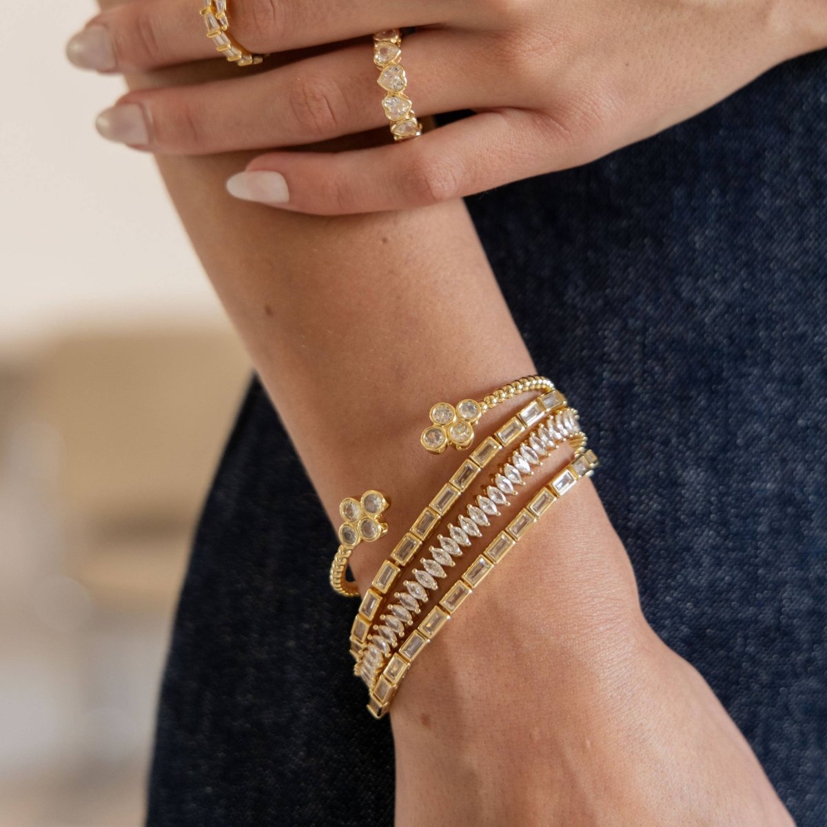 Lainey Eco-Chic Waterproof Gold Tennis Bracelet for Elegance