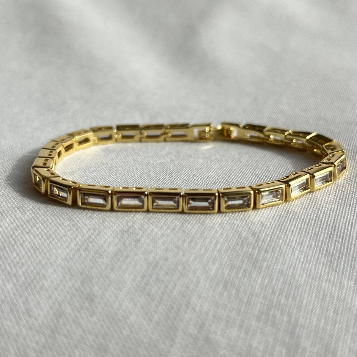 Lainey Eco-Chic Waterproof Gold Tennis Bracelet for Elegance