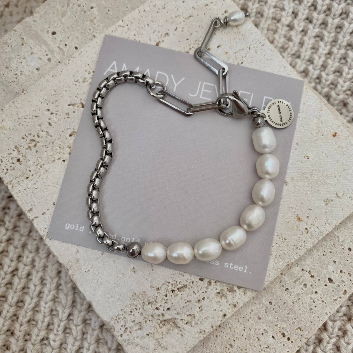 Lakeside Pearl And Adjustable Silver Box Chain Bracelet