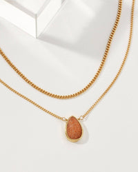 Layered Gemstone Necklace Set - Sunstone