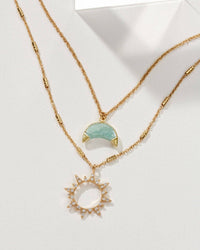 Live By The Sun, Love By The Moon Necklace Set Aquamarine