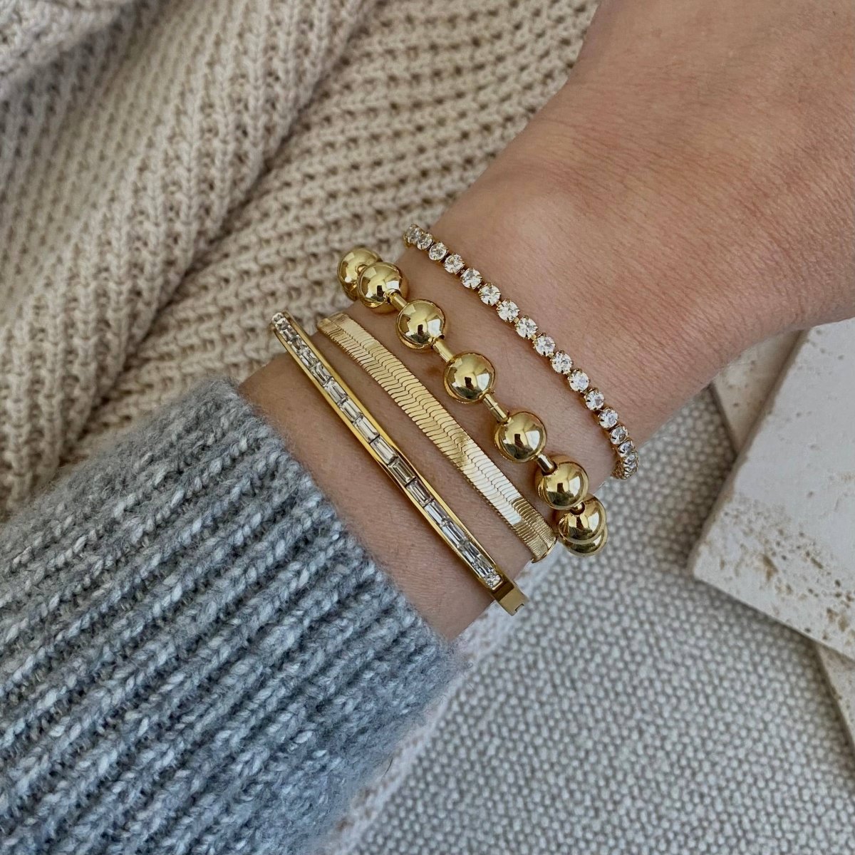 Love My Cadet 18K Military Satellite Chain Beaded Bracelet