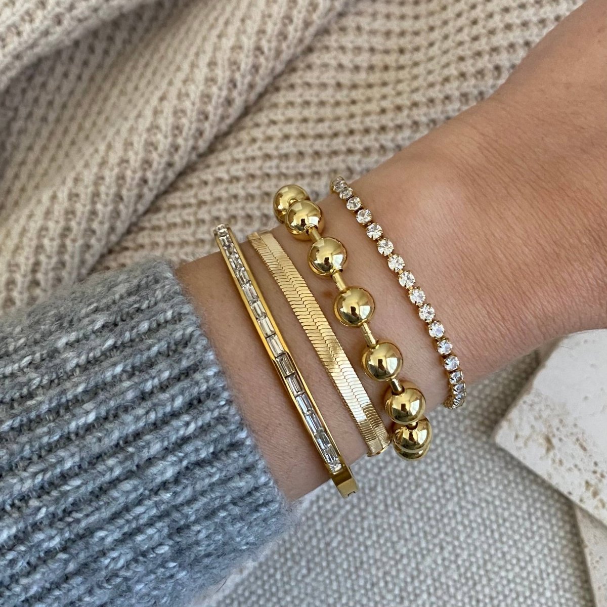 Love My Cadet 18K Military Satellite Chain Beaded Bracelet