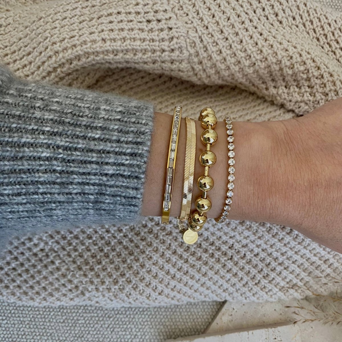 Love My Cadet 18K Military Satellite Chain Beaded Bracelet