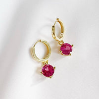 Margot Pink CZ Huggie Hoops Gold Filled Earrings