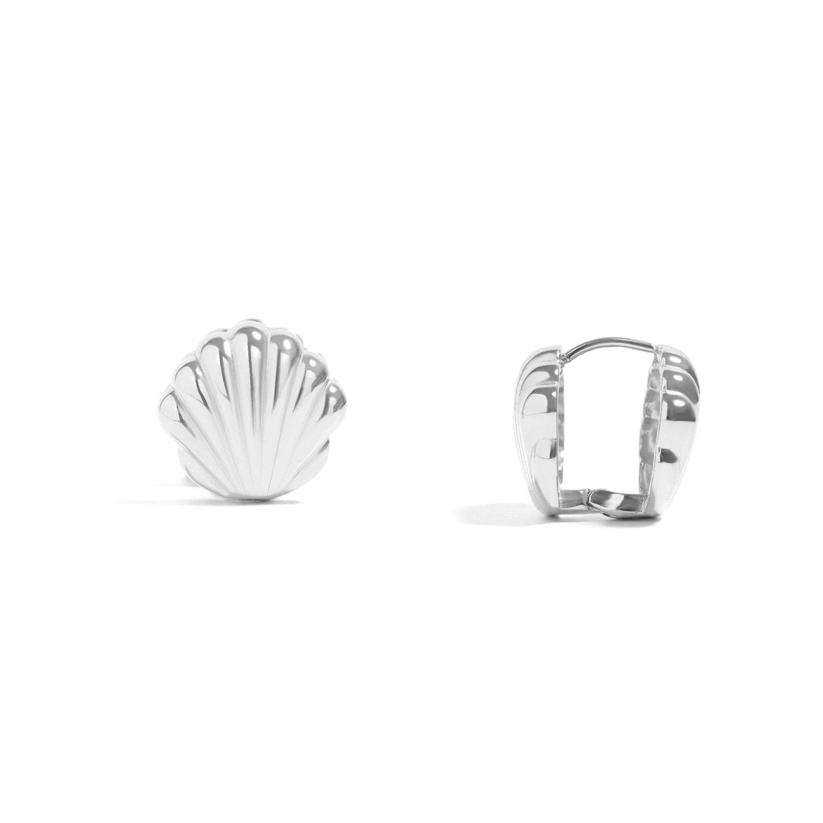 Mermaid Stainless Steel Shell Huggie Earrings
