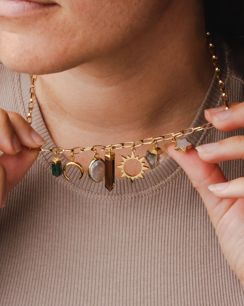 Moonstone Charm Necklace - Sustainable Elegance Jewelry