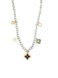 Nonna Two Tone Multi Clover Charm Necklace
