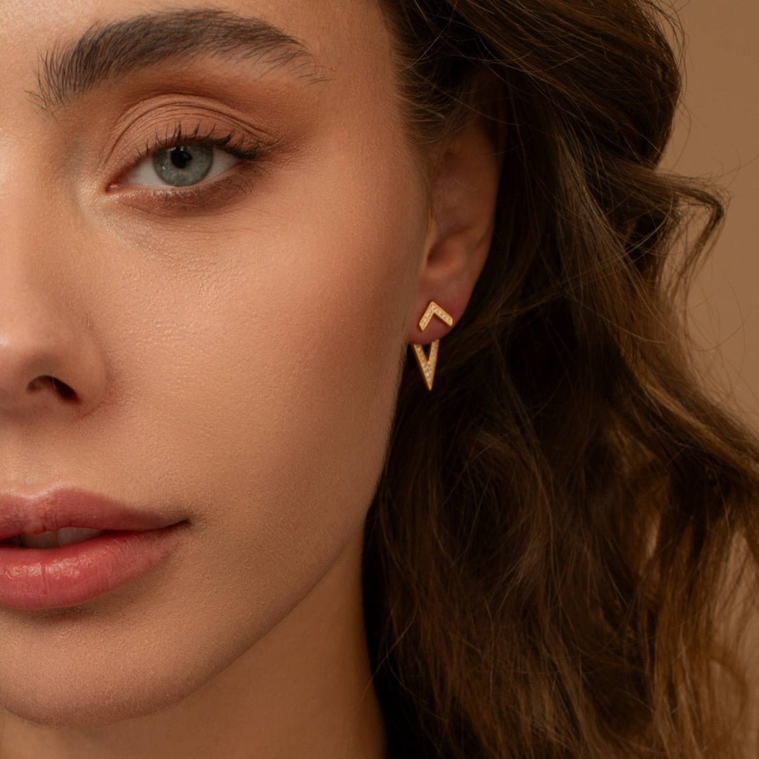 On Top Gold Chevron Ear Jackets for Elegant Style