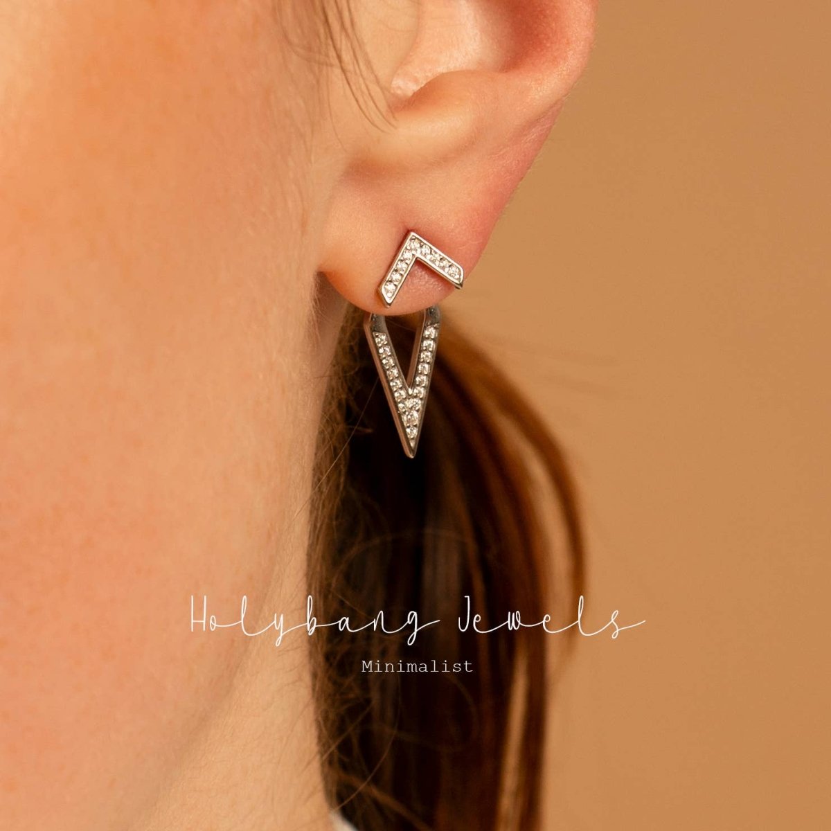 On Top Silver Chevron Ear Jackets for Sensitive Skin