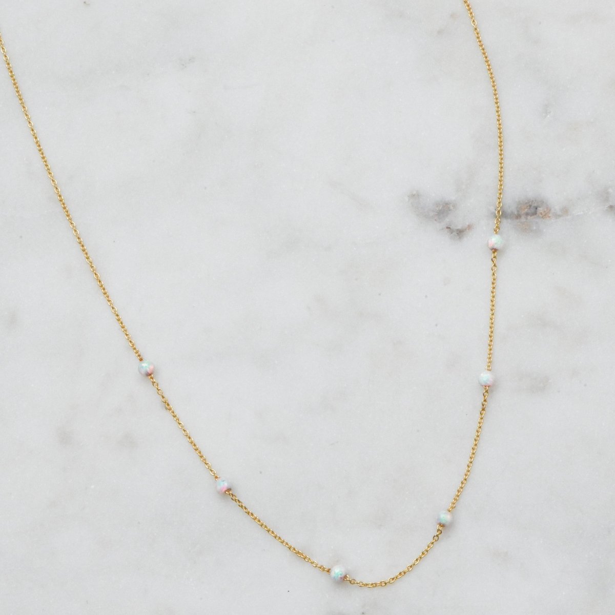 Opal Beaded Necklace: Gold