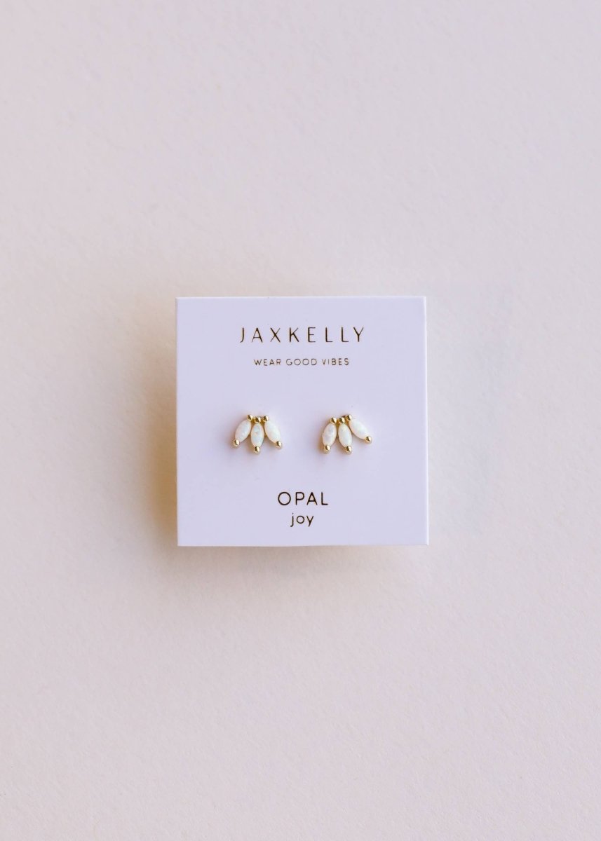 Opal Crown Stud - White - Gold Earrings for Elegant Style