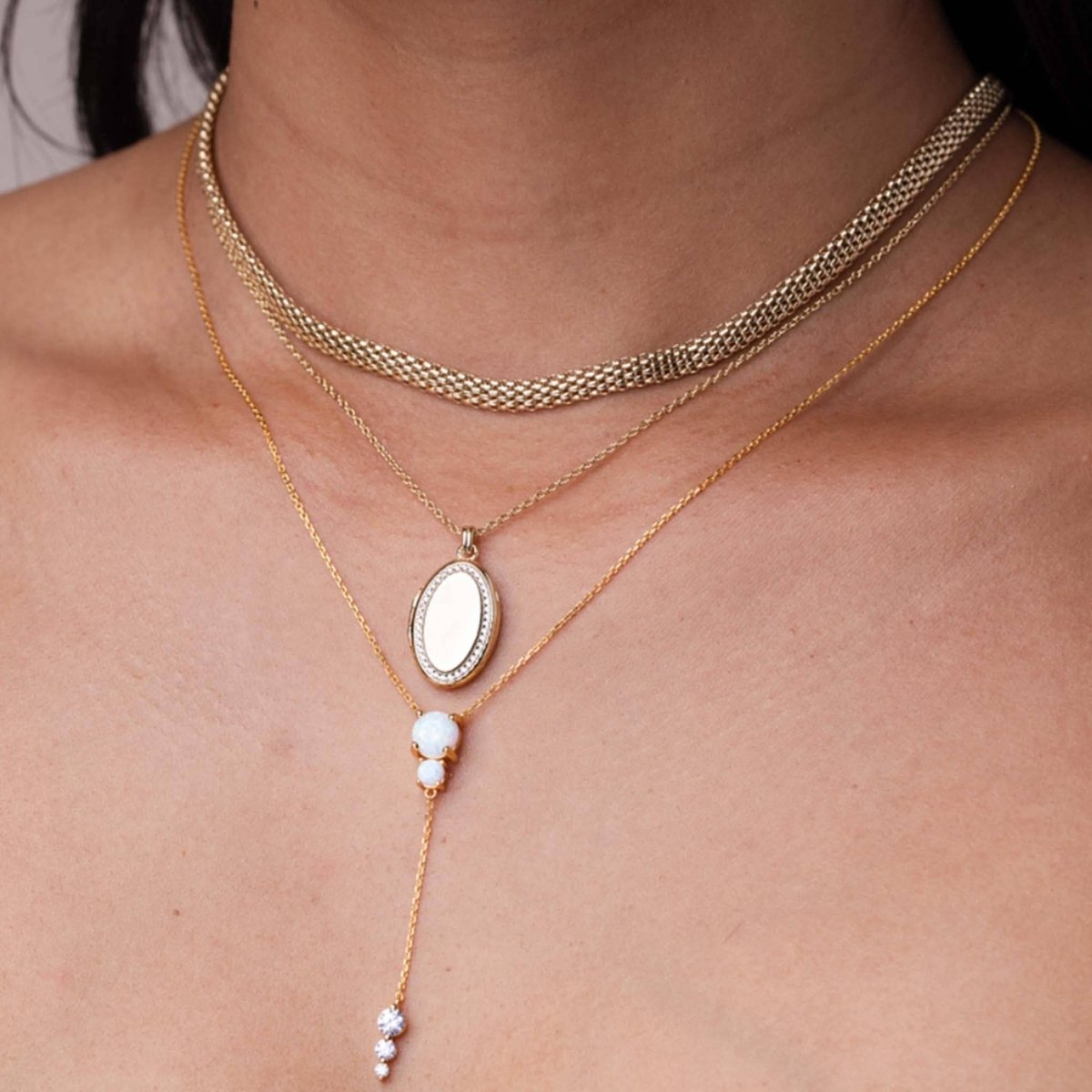 Opal & Diamond Droplet Lariat