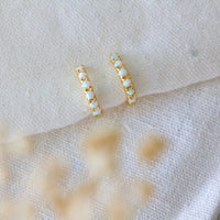Opal Huggie Hoop Earrings - 10mm