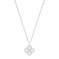 Sabrina Silver Pearl-Studded Clover Necklace for Women