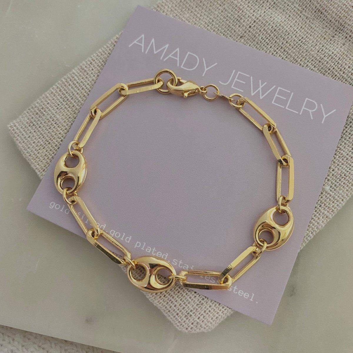Sailor 18k Gold Mariner and Paperclip Link Chain Bracelet