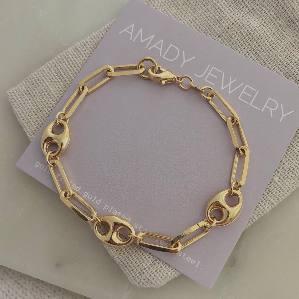 Sailor 18k Gold Mariner and Paperclip Link Chain Bracelet