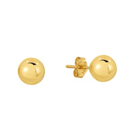 Solid 14K Yellow Gold Ball Stud Earring with Secure Push-Back 6mm