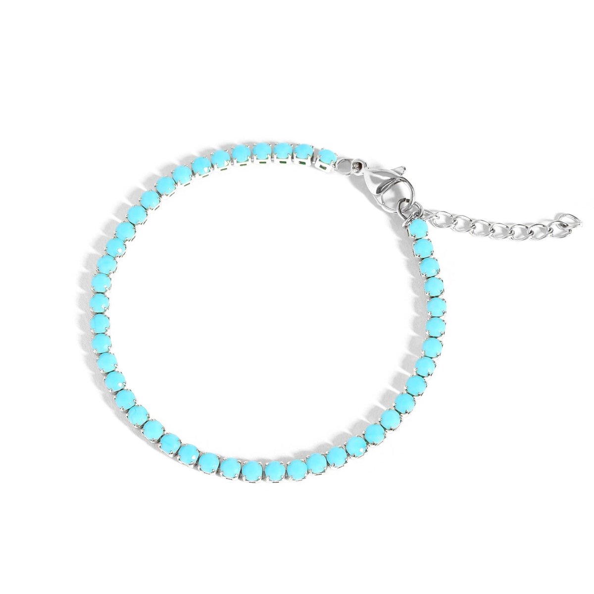 Stainless Steel Turquoise Rhinestone Tennis Chain Bracelet