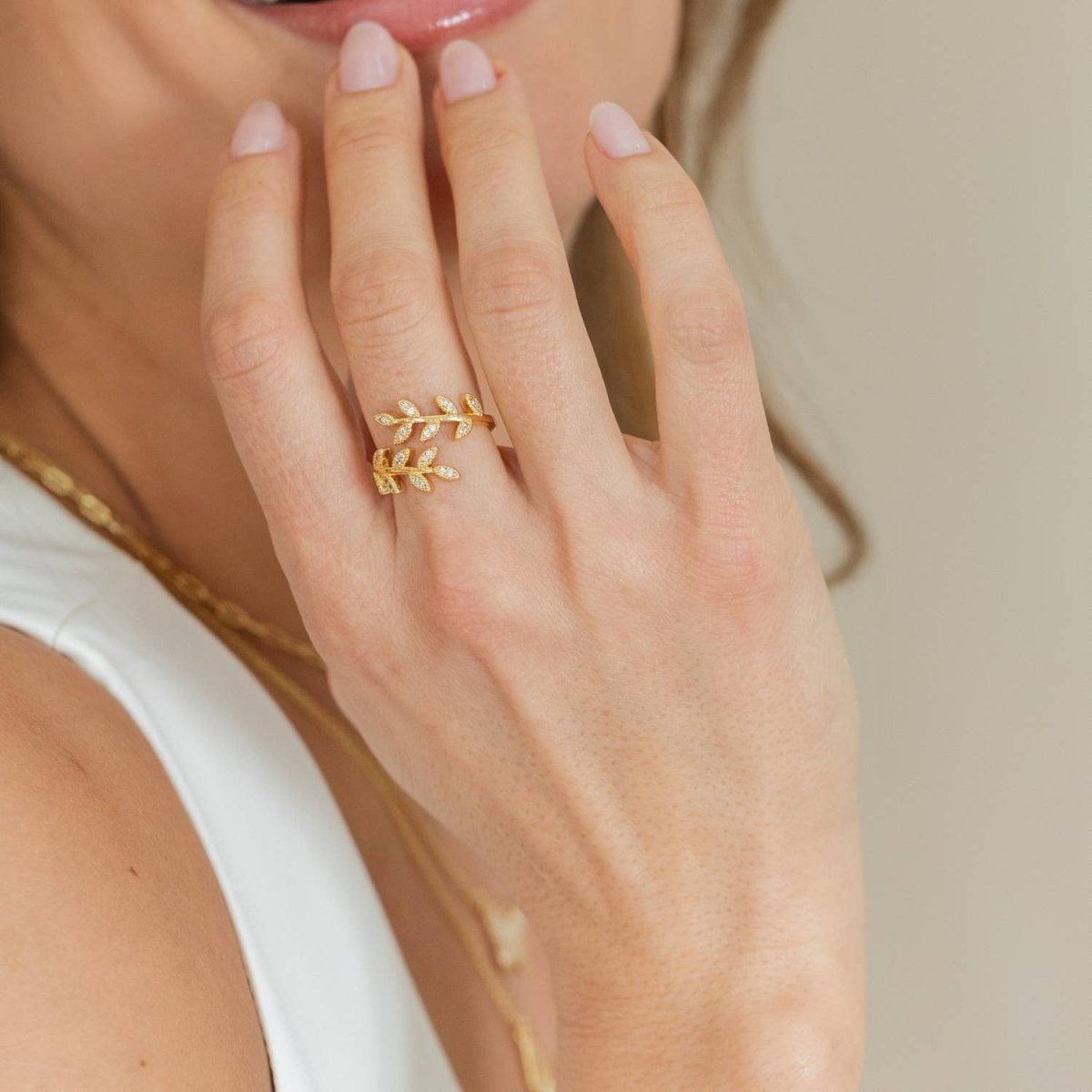Stephanie’s Favorite Pave Adjustable Leaf Ring for Women