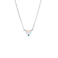 Sterling Silver Opal Necklace with Cubic Zirconia Accent