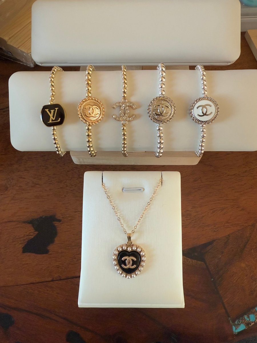 Sterling Silver Upcycled White Emblem Chanel Bracelet